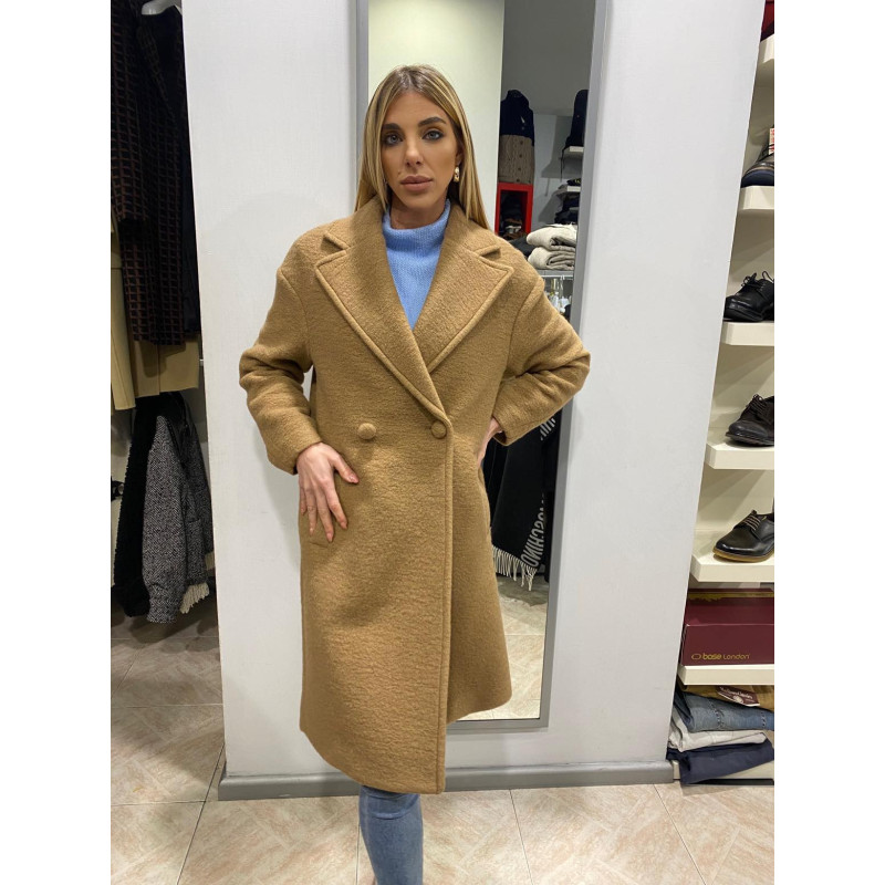 SURKANA CAPPOTTO DONNA LANA QUADRI COSS MARRONE/NERO