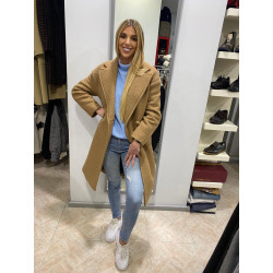 SURKANA CAPPOTTO DONNA LANA QUADRI COSS MARRONE/NERO