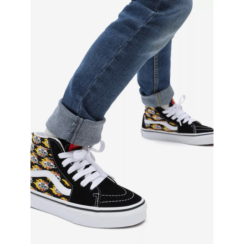 Vans Scarpe Bambino Flame Logo Repeat Sk8-Hi D5F Nero Fiamma