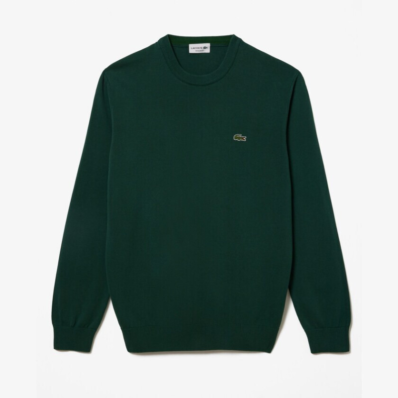 Lacoste Pullover da Uomo in cotone organico AH2193 Verde