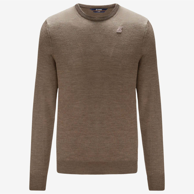 K-WAY MAGLIONE UOMO SEBASTIEN MERINO K6113BW BEIGE TAUPE