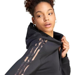 Adidas Felpa con Cappuccio Donna  Print 3-Stripes IL5872 Nero/Maculato