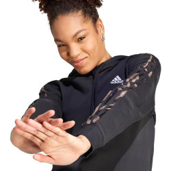Adidas Felpa con Cappuccio Donna  Print 3-Stripes IL5872 Nero/Maculato