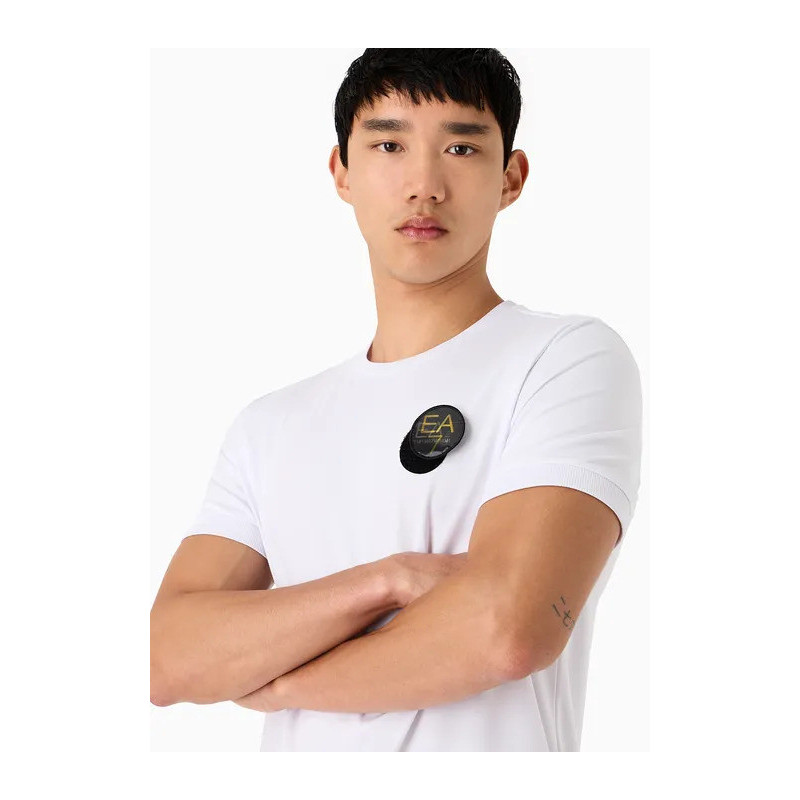 ARMANI EA7 T-Shirt Soccer in misto viscosa stretch 3DPT31 Bianco