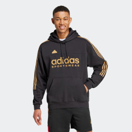 Adidas Felpa Uomo con cappuccio 3 Stripes IW8869 Black/Gold