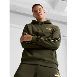 Puma Felpa con Cappuccio ESS Tape Minimal Uomo 630020 Verde/Oro