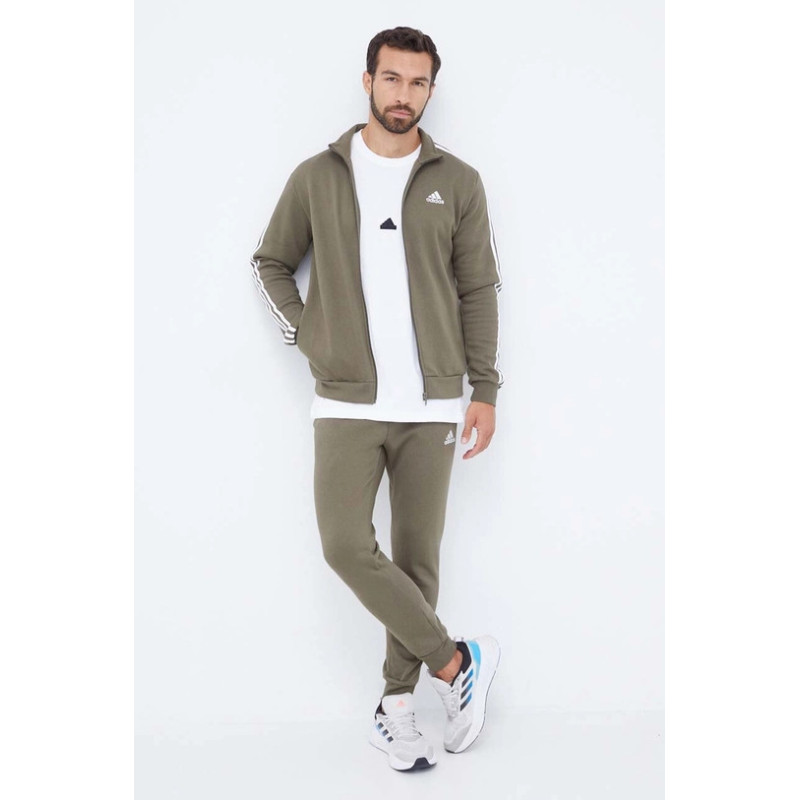 Adidas Tuta Uomo 3 stripes Full Zip IJ6071 Verde Militare