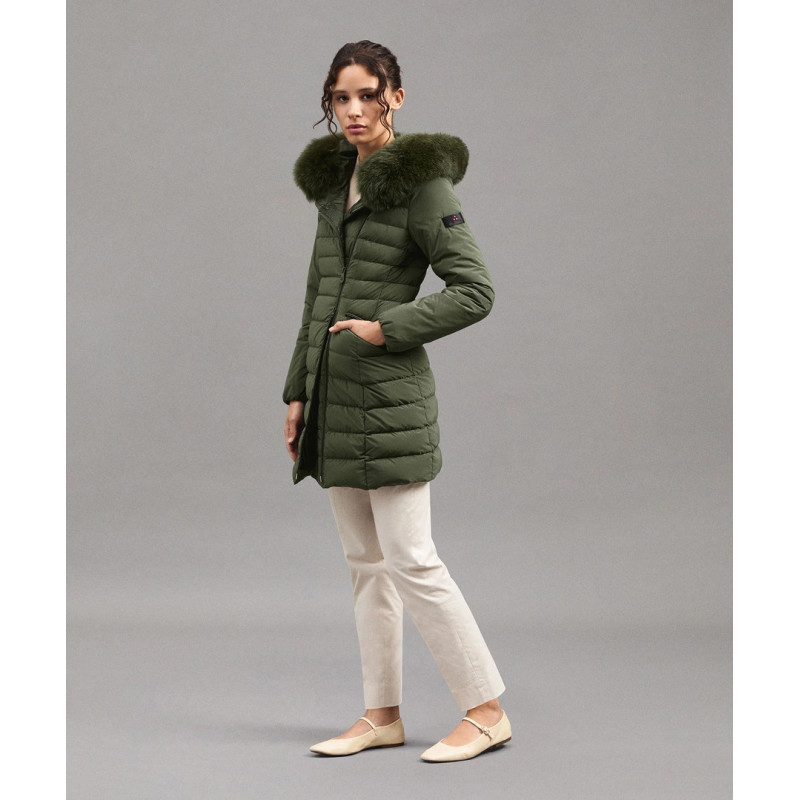 PEUTEREY Piumino Slim Con Pelliccia SERIOLA ML 04 FUR Verde