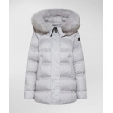 PEUTEREY Piumino Con Cappuccio Bordato In Pelliccia TAKAN MQS 03 FUR Grigio Perla