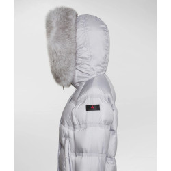 PEUTEREY Piumino Con Cappuccio Bordato In Pelliccia TAKAN MQS 03 FUR Grigio Perla