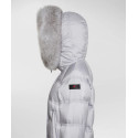 PEUTEREY Piumino Con Cappuccio Bordato In Pelliccia TAKAN MQS 03 FUR Grigio Perla