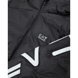 Armani EA7 Piumino Imbottito Con Cappuccio Polar Logo Boy 6DBB11 Nero