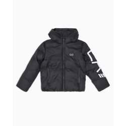 Armani EA7 Piumino Imbottito Con Cappuccio Polar Logo Boy 6DBB11 Nero