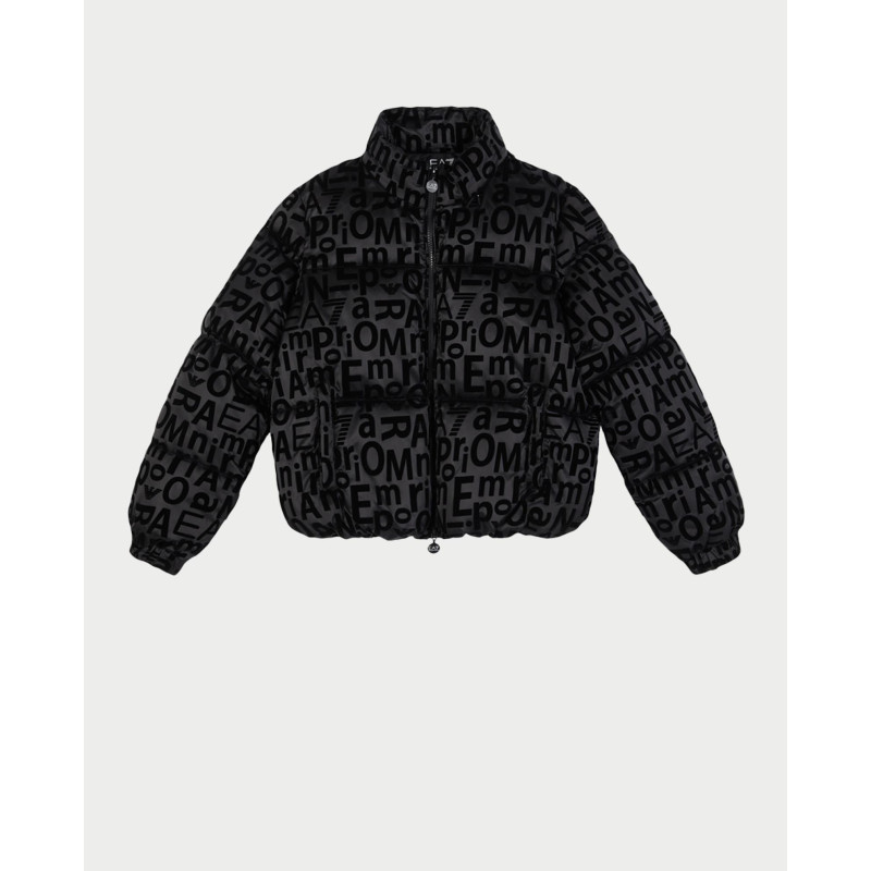 Armani EA7 Piumino Graphic Series Con Stampa All-Over Bambina 6DFB04 Nero