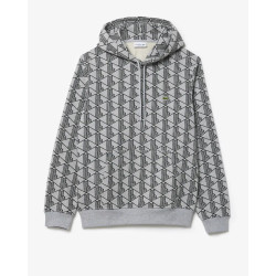 Lacoste Felpa con cappuccio con monogramma in cotone SH2855 Grigio/Nero