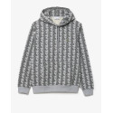 Lacoste Felpa con cappuccio con monogramma in cotone SH2855 Grigio/Nero