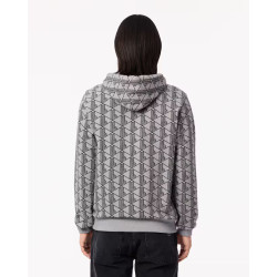 Lacoste Felpa con cappuccio con monogramma in cotone SH2855 Grigio/Nero