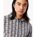 Lacoste Felpa con cappuccio con monogramma in cotone SH2855 Grigio/Nero