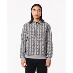 Lacoste Felpa con cappuccio con monogramma in cotone SH2855 Grigio/Nero