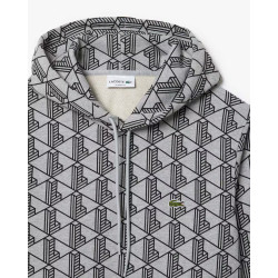 Lacoste Felpa con cappuccio con monogramma in cotone SH2855 Grigio/Nero