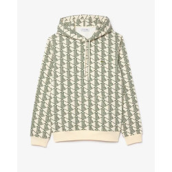 Lacoste Felpa con cappuccio con monogramma in cotone SH2855 Beige/Verde