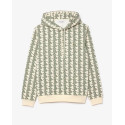 Lacoste Felpa con cappuccio con monogramma in cotone SH2855 Beige/Verde