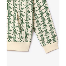 Lacoste Felpa con cappuccio con monogramma in cotone SH2855 Beige/Verde