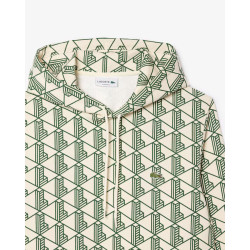 Lacoste Felpa con cappuccio con monogramma in cotone SH2855 Beige/Verde