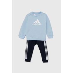 Adidas Tuta Logo Baby Cotone Felpato IY9957 Celeste
