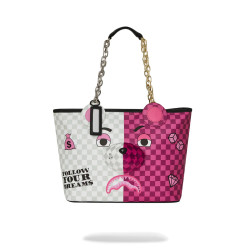 SPRAYGROUND BORSA PINK&CREAM CHECK MONEYBEAR HEAD TOTE 910T6609NSZ