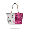 SPRAYGROUND BORSA PINK&CREAM CHECK MONEYBEAR HEAD TOTE 910T6609NSZ