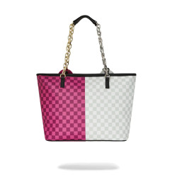 SPRAYGROUND BORSA PINK&CREAM CHECK MONEYBEAR HEAD TOTE 910T6609NSZ