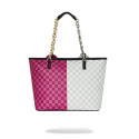 SPRAYGROUND BORSA PINK&CREAM CHECK MONEYBEAR HEAD TOTE 910T6609NSZ
