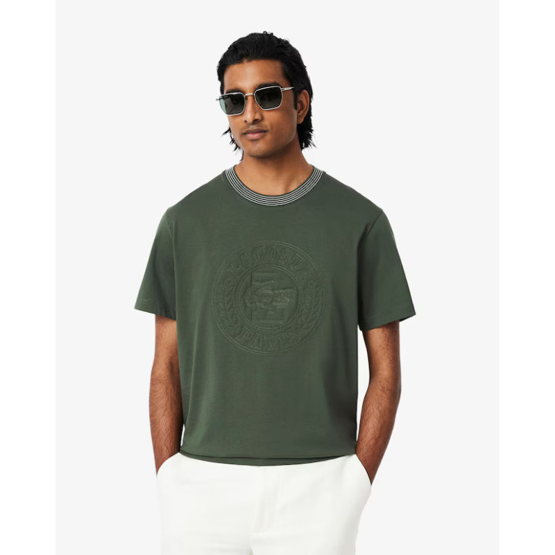 Lacoste T-shirt in jersey di cotone ricamato e stampato Uomo TH0124 Verde
