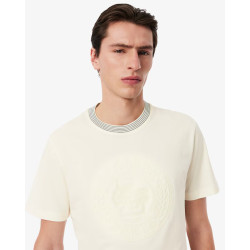 Lacoste T-shirt in jersey di cotone ricamato e stampato Uomo TH0124 Panna