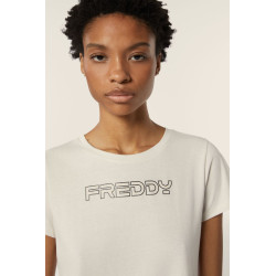 Freddy T-shirt da donna regular fit con logo WCRT1 Panna