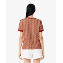 Lacoste T-shirt slim fit jacquard con monogramma TF3244 Marrone/Beige