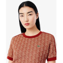 Lacoste T-shirt slim fit jacquard con monogramma TF3244 Marrone/Beige