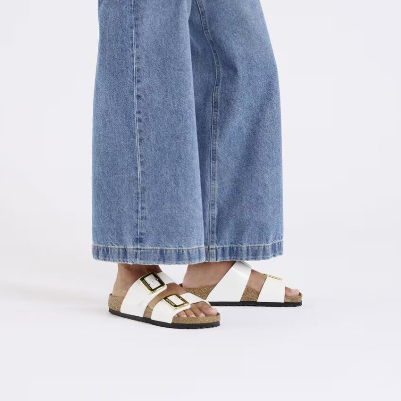 Birkenstock Ciabatta Donna Sydney Cushion Buckle 102943 Bianco/Oro