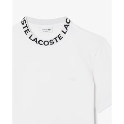 Lacoste T-shirt in piqué con marchio jacquard TH9582 Bianco