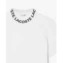 Lacoste T-shirt in piqué con marchio jacquard TH9582 Bianco