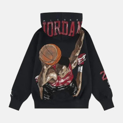 FELPA RAGAZZI JORDAN 95F382 CON CAPPUCCIO FELPATA NERO/RED