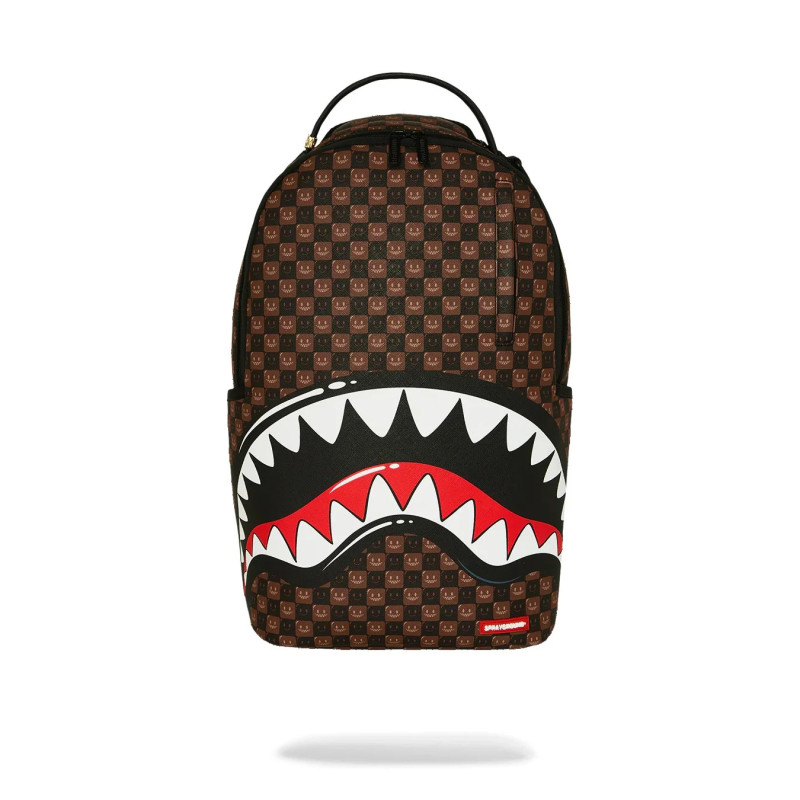 SPRAYGROUND SHARKS IN PARIS WTF BUBBLE BROWN CHECK BACKPACK