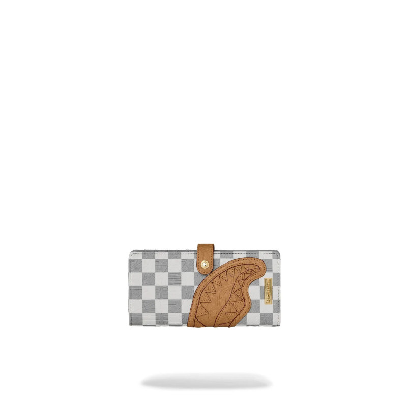 SPRAYGROUND EMBOSSED CREAM CHECK SINGLE FOLD PORTAFOGLI