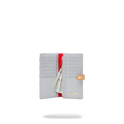 SPRAYGROUND EMBOSSED CREAM CHECK SINGLE FOLD PORTAFOGLI
