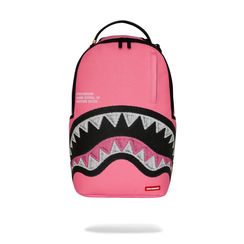 SPRAYGROUND SHARK CENTRAL PINK EMBROIDERED SHARK BACKPACK B9630