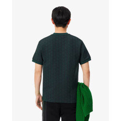Lacoste T-shirt slim fit con monogramma jacquard TH1197 Verde