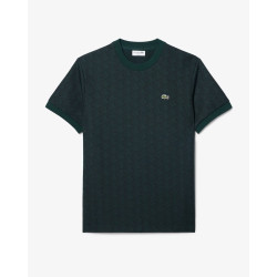 Lacoste T-shirt slim fit con monogramma jacquard TH1197 Verde