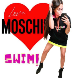 MOSCHINO FELPA-ABITO  WOMAN A1702 BLACK/ROSA FLUO